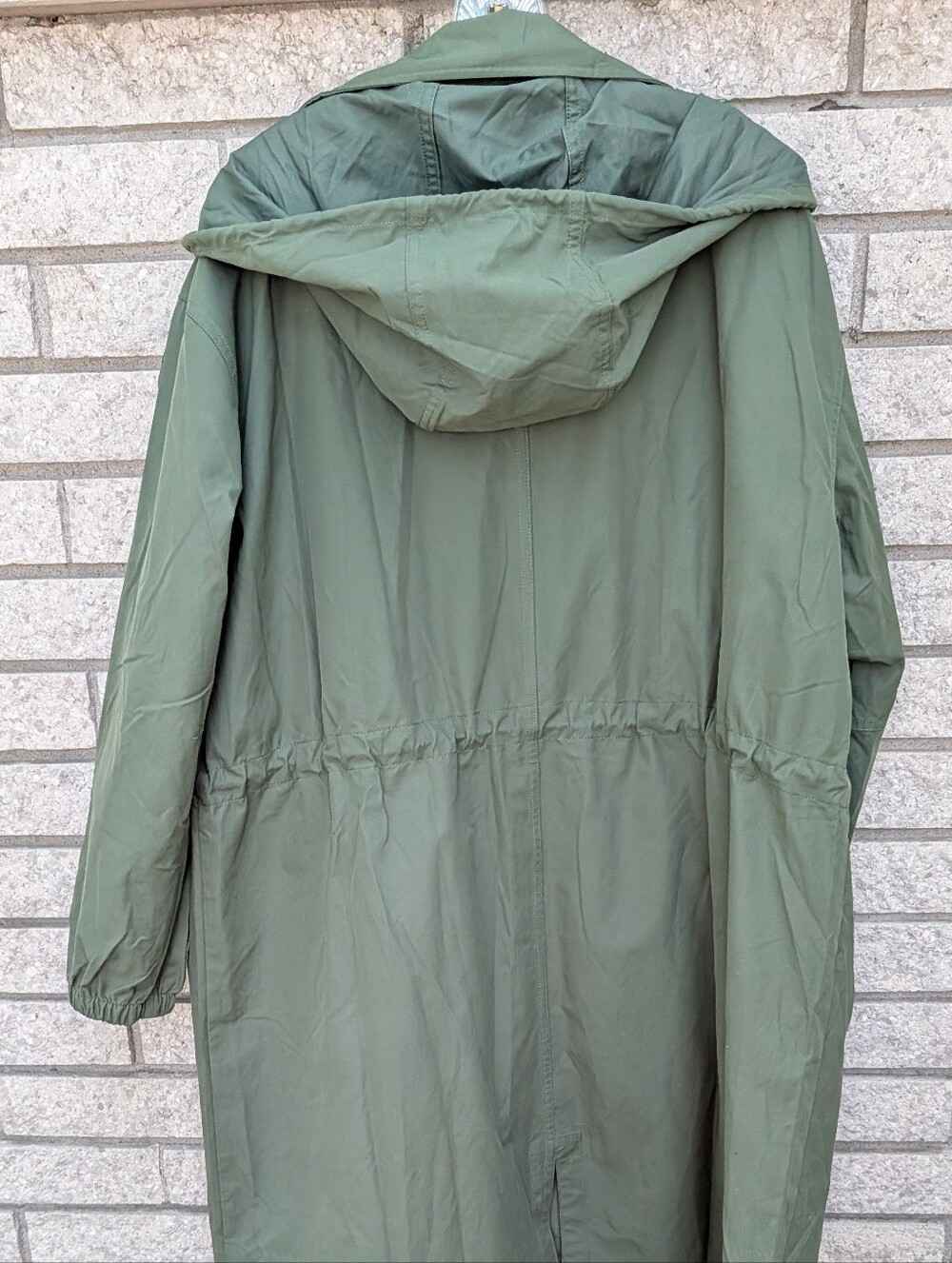 Lands End Women Army Green Hooded Trench Chore Coat Jacket Size Large NWT Roomy - Picture 2 of 12